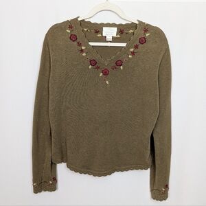 Christopher & Banks Floral Embroidered Top